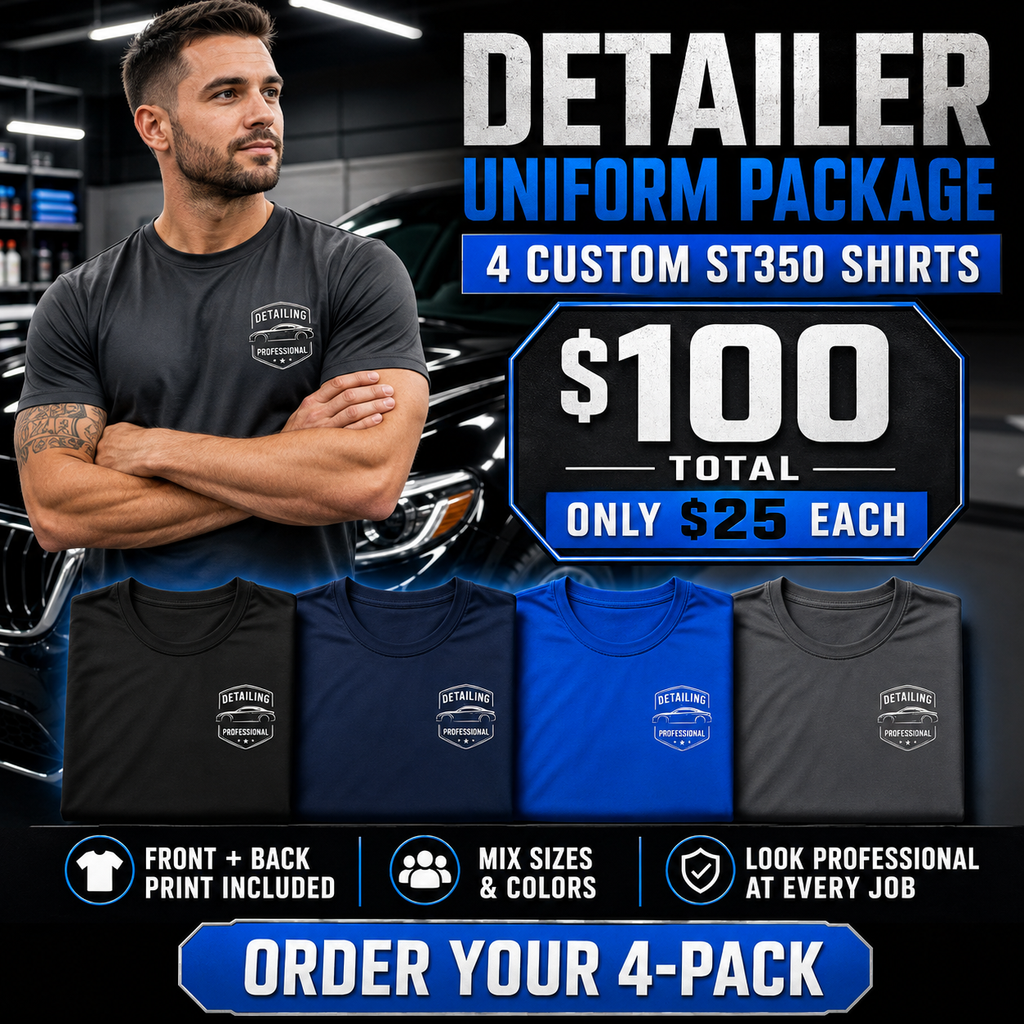 Custom Detailer Performance Shirts — ST350 (Dri-Fit)  4-Pack with Front & Back Print