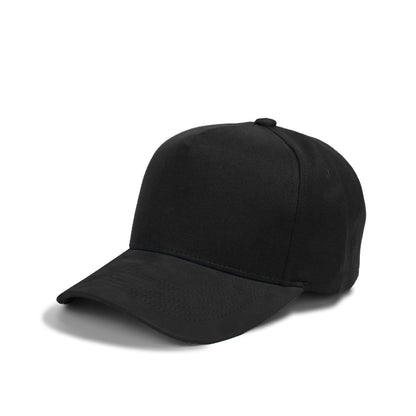 Plain Curve 5Panel Cotton Suede Hat 5004-1 - Black / Black