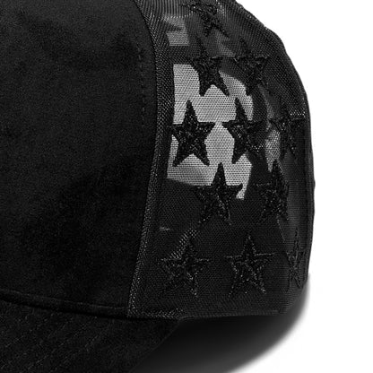 Plain 5Panel Suede Mesh Monogram Hat 5020 STAR - Black close-up