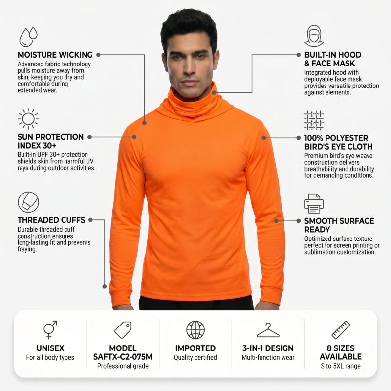 SAFTX-C2-075M Hooded Work Shirt With Built-In Face Mask