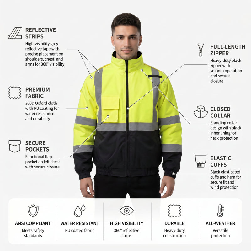 SAFMY-B28-098 Reflective Safety Jacket With Padded Lining