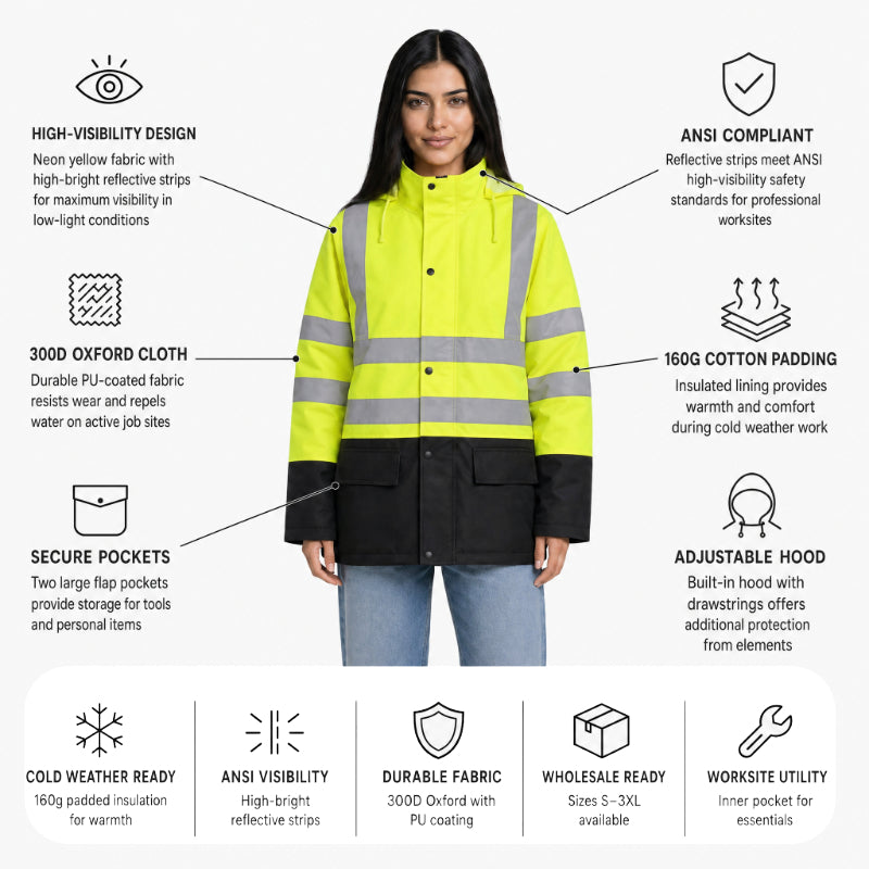 SAFMY-B48-130 Reflective Safety Jacket With Padded Lining