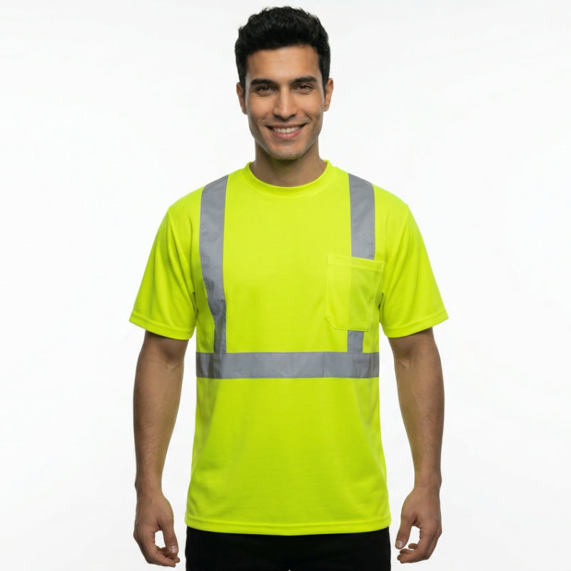 SAFTX-C2-077 High-Visibility Reflective Safety T-Shirt With Pocket