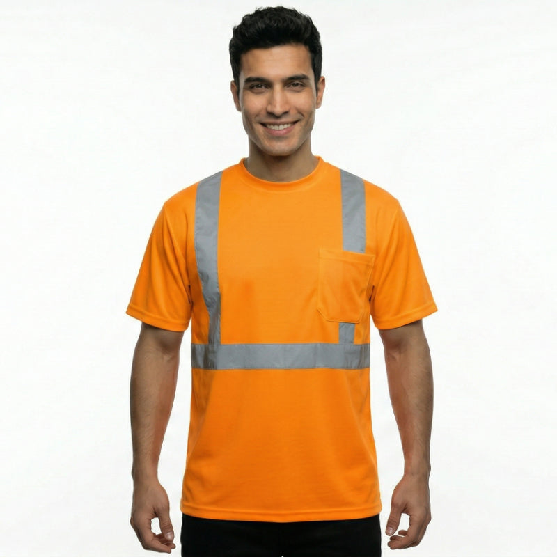 SAFTX-C2-077 High-Visibility Reflective Safety T-Shirt With Pocket