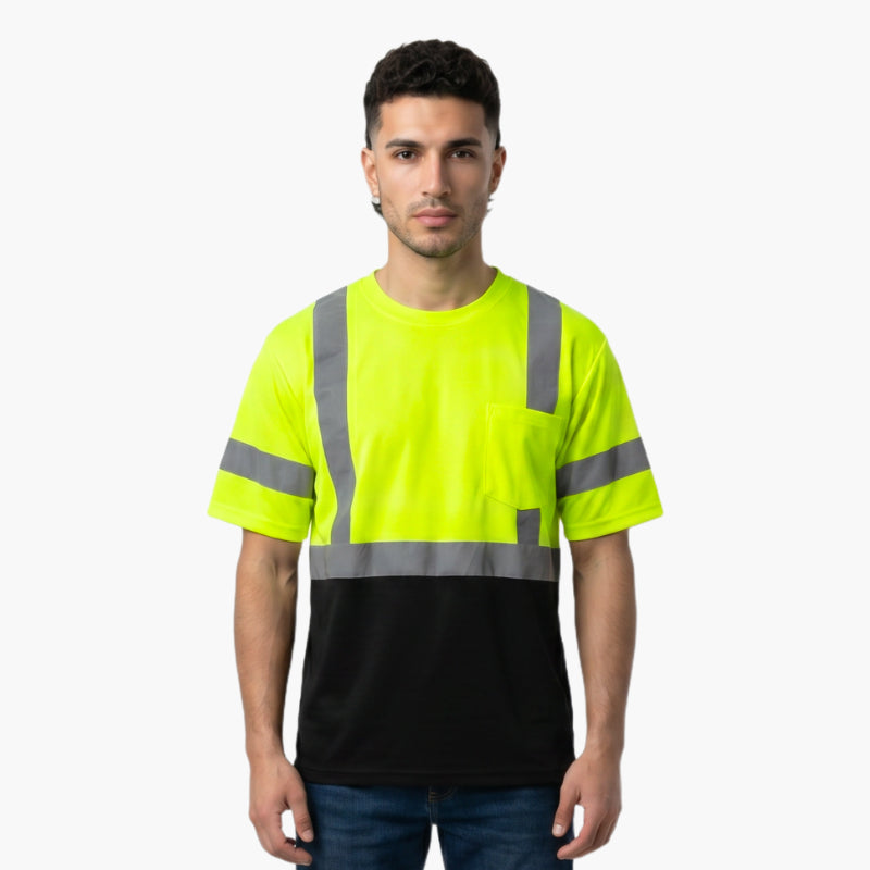 SAFTX-C28-078 High-Visibility Reflective Safety T-Shirt With Pocket