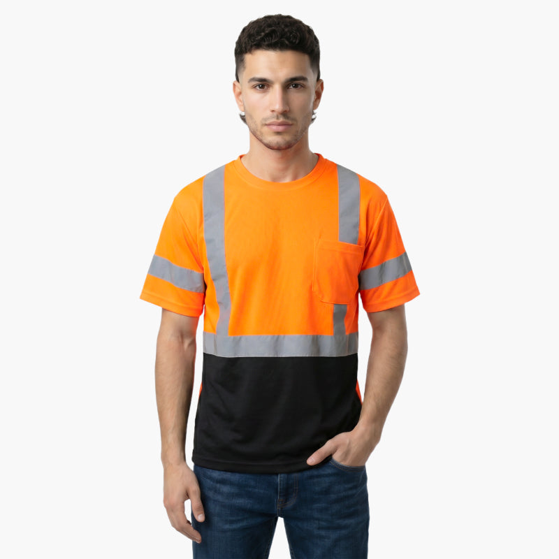 SAFTX-C28-078 High-Visibility Reflective Safety T-Shirt With Pocket