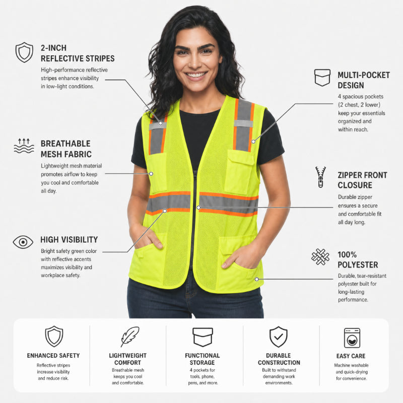 SAFBX-A3-064 Reflective Safety Vest with Multi-Pocket Design